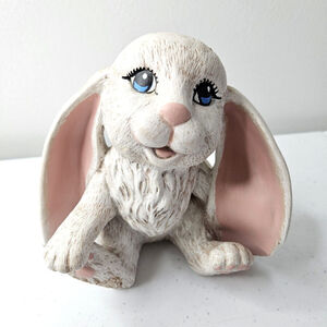 Vtg Bunny Figurine Anthropomorphic Kitschy Big Eyes Holland Lop Cute Easter